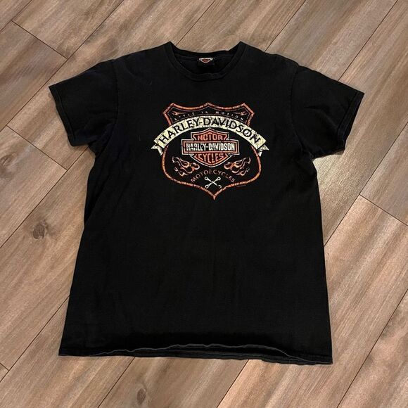 Harley Davidson Motorcycle Black Athletic Shirt Men Large - Picture 1 of 4